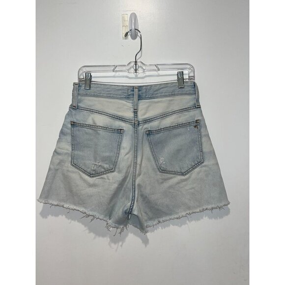Madewell Womens High-Rise Distressed Denim Shorts Light Wash Frayed Hem Size 28 - Picture 3 of 8